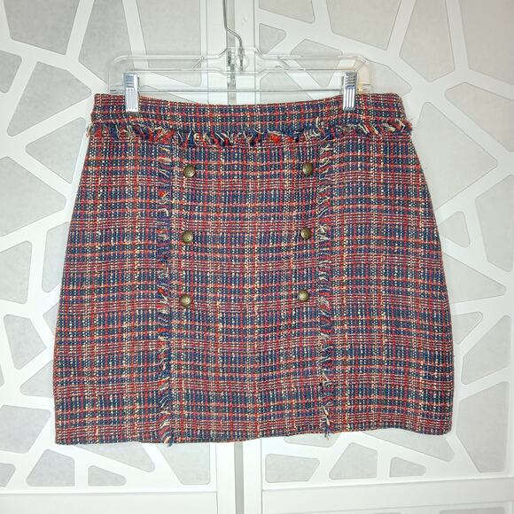Court & Rowe Belle Noel Plaid Tweed Mini Skirt Womens LG Preppy Academia School - Picture 2 of 11